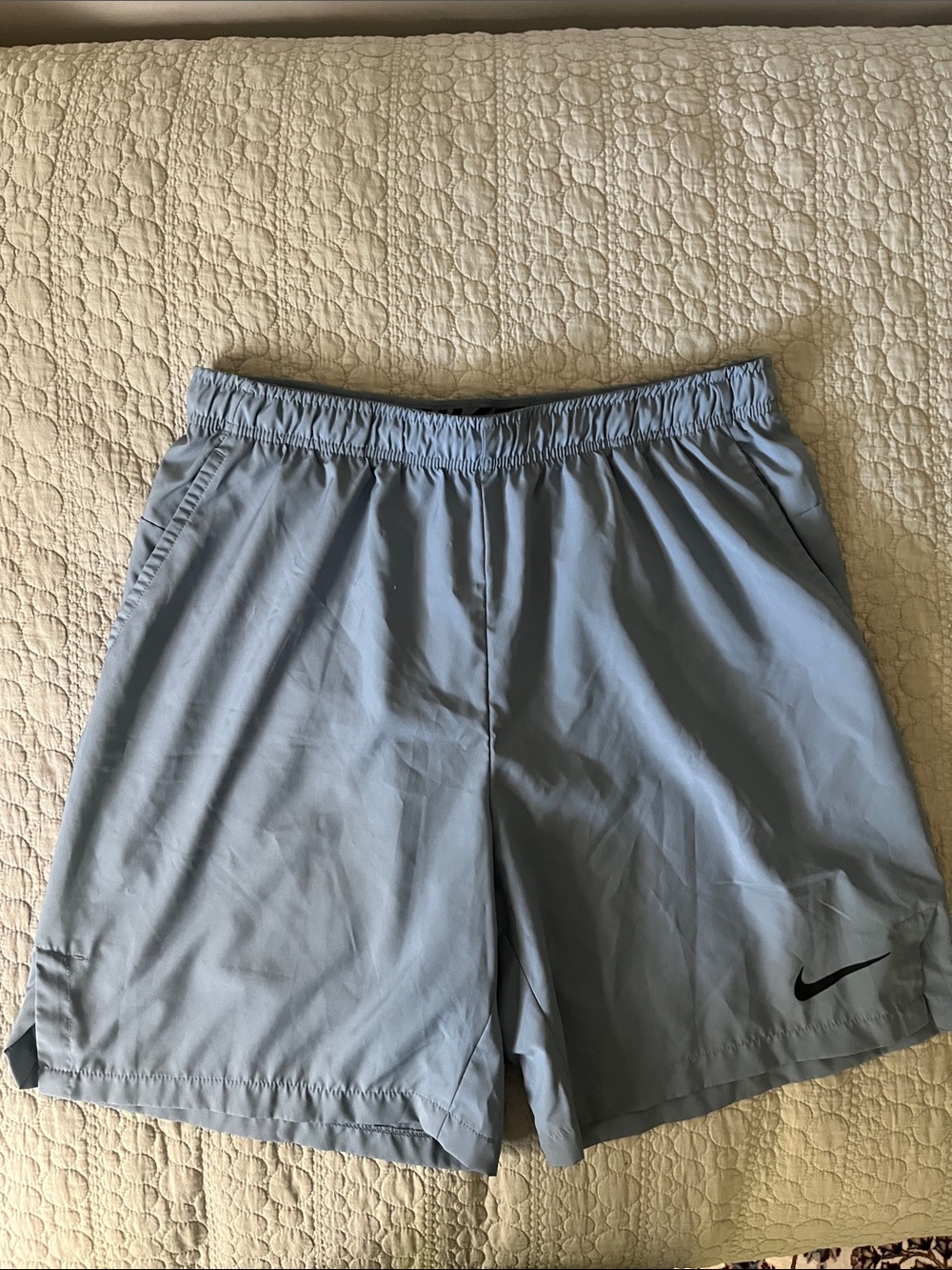 Like new, Nike Men’s Pale Blue Athletic, Dri-Fit Training Shorts, size XL